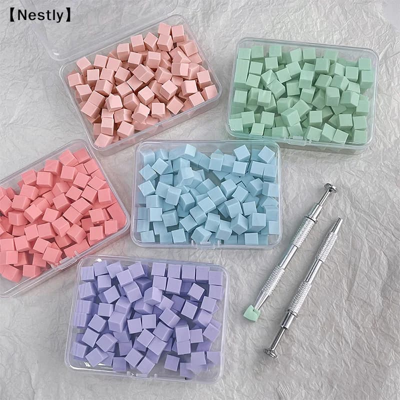 Set di 50/100 Spugne Quadrate per Nail Art, Pennelli Sfumati per Unghie, Spugne per Design Gel Polish, Penna per Spugne Unghie, Forniture per Manicure〔Nest〕