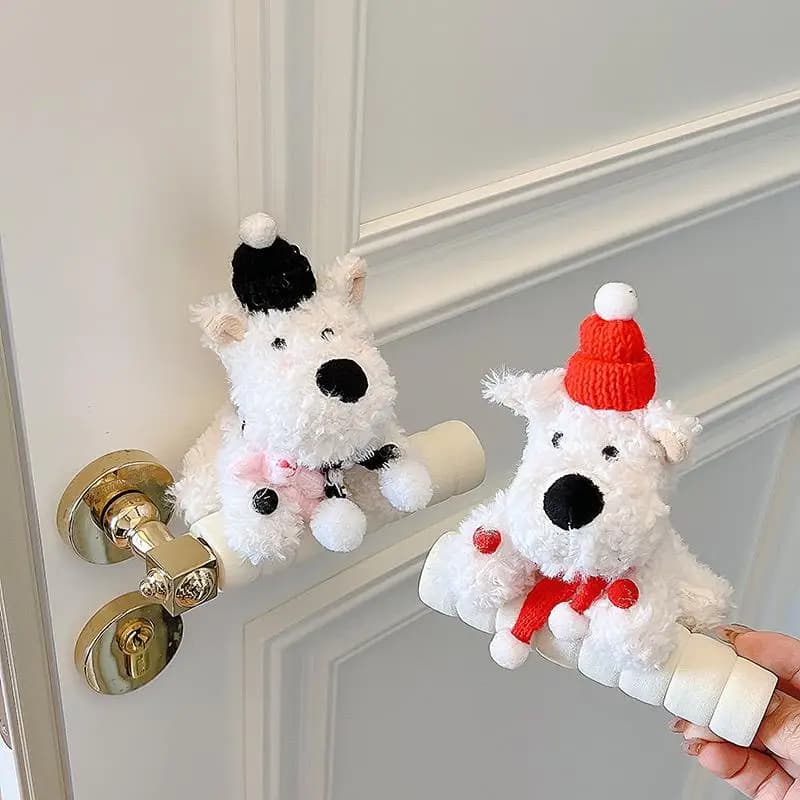 Copri Maniglie per Porte a Forma di Cane West Highland, Decorazioni Peluche per Camera da Letto, Protezioni per Maniglie, Impugnature Pelose per Uso Domestico