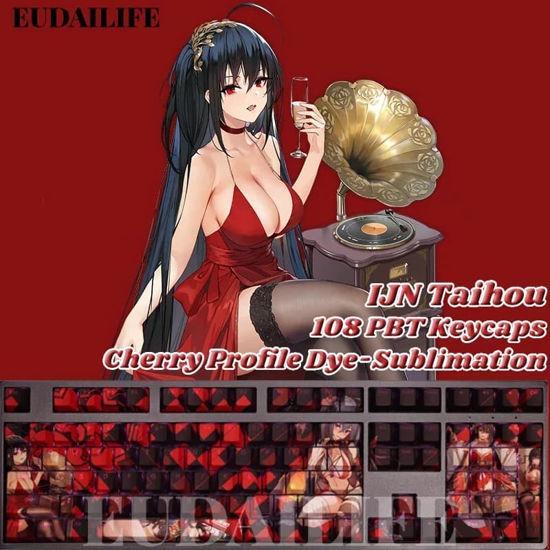 IJN Taihou 108 Keycap Azur Lane PBT Sublimazione della Tintura Trasmissione della Luce Cherry Interruttore Copertura Chiave per Tastiera Meccanica Otaku