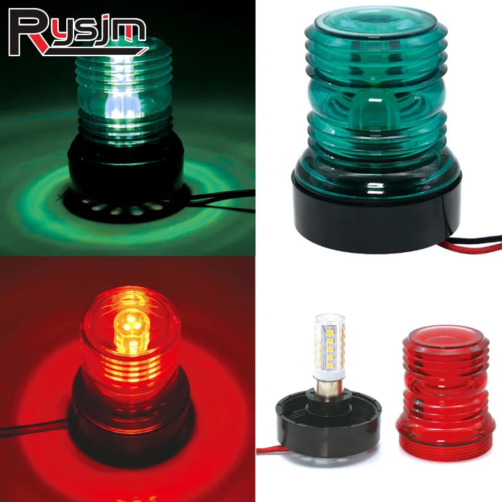 Luce di navigazione a LED DC 12V per lampada di ancoraggio marina per Yacht per barche intorno a 360 gradi 6300K luce di segnalazione verde rossa luce marina