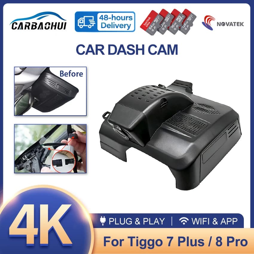 Per Chery Tiggo 7 Plus Tiggo 8 Pro Deluxe 2022-2026: Dash Cam Anteriore e Posteriore Plug and Play, Videocamera DVR per Auto con Wi-Fi e Registratore Video