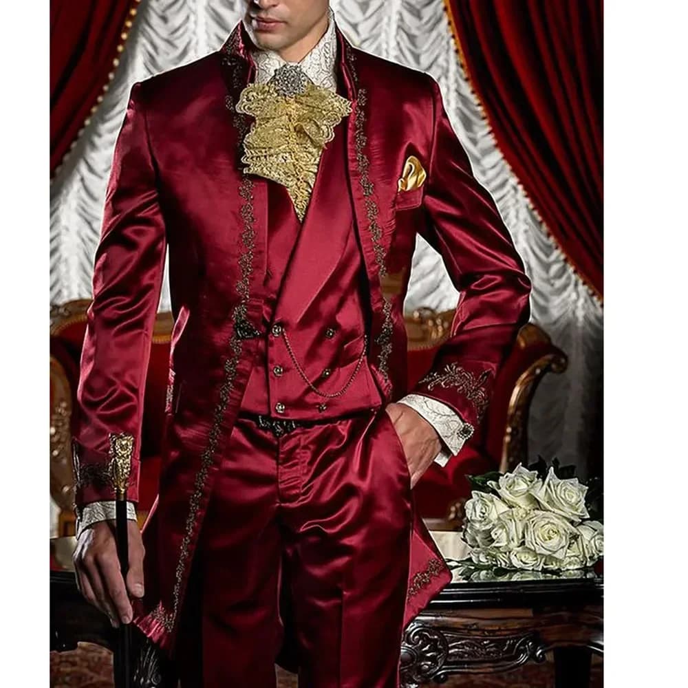 Abito da uomo per giacca da sposa pantaloni gilet tre pezzi ricamo di nuova moda elegante Blazer da festa formale Hombre Trajes De Costume