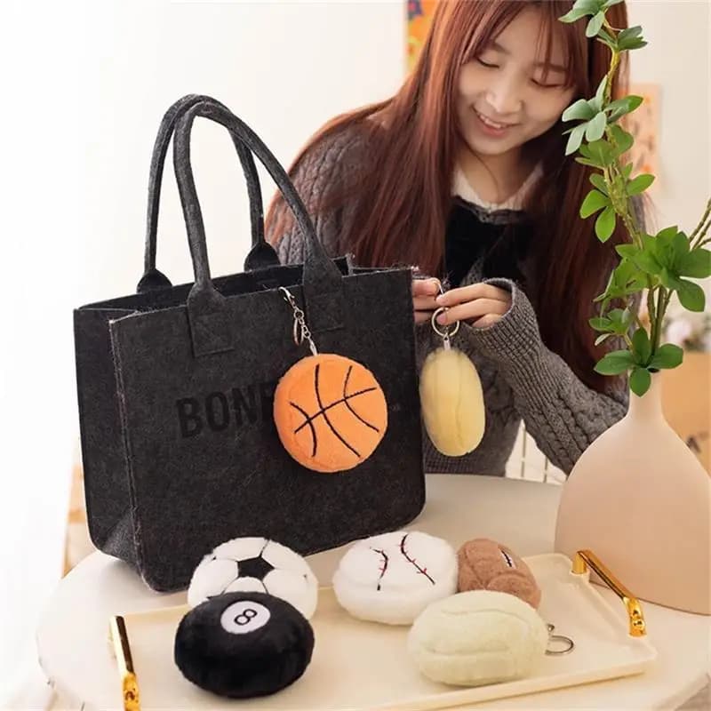 Keyrings and Pendants for Pallone Shape Bags, Rugby, Billiards, Basketball, Volleyball, Baseball, Tennis, Plush, Mascots, Padded Toys