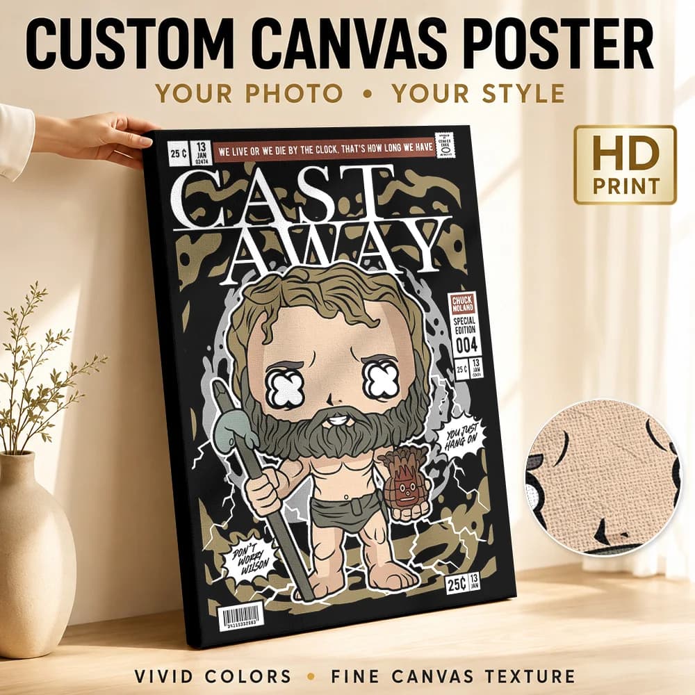 Cast Away Pop Culture Framed Canvas Print Poster Custom Retro Music Wall Paintings Decoration for Studio Bedroom Ready to Hang