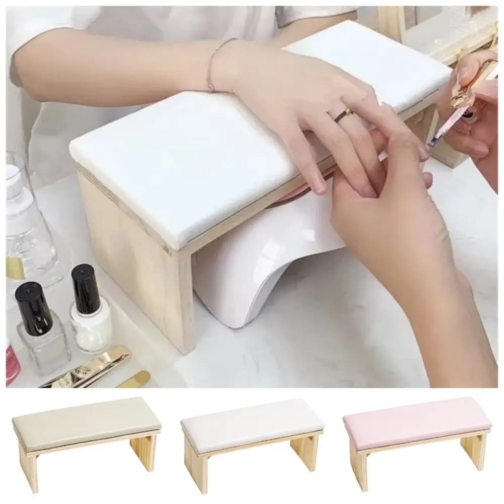 Cuscino Antiscivolo per Manicure con Supporto in Legno, Poggiabraccio Ergonomico Impermeabile e Confortevole, Strumento per Nail Art