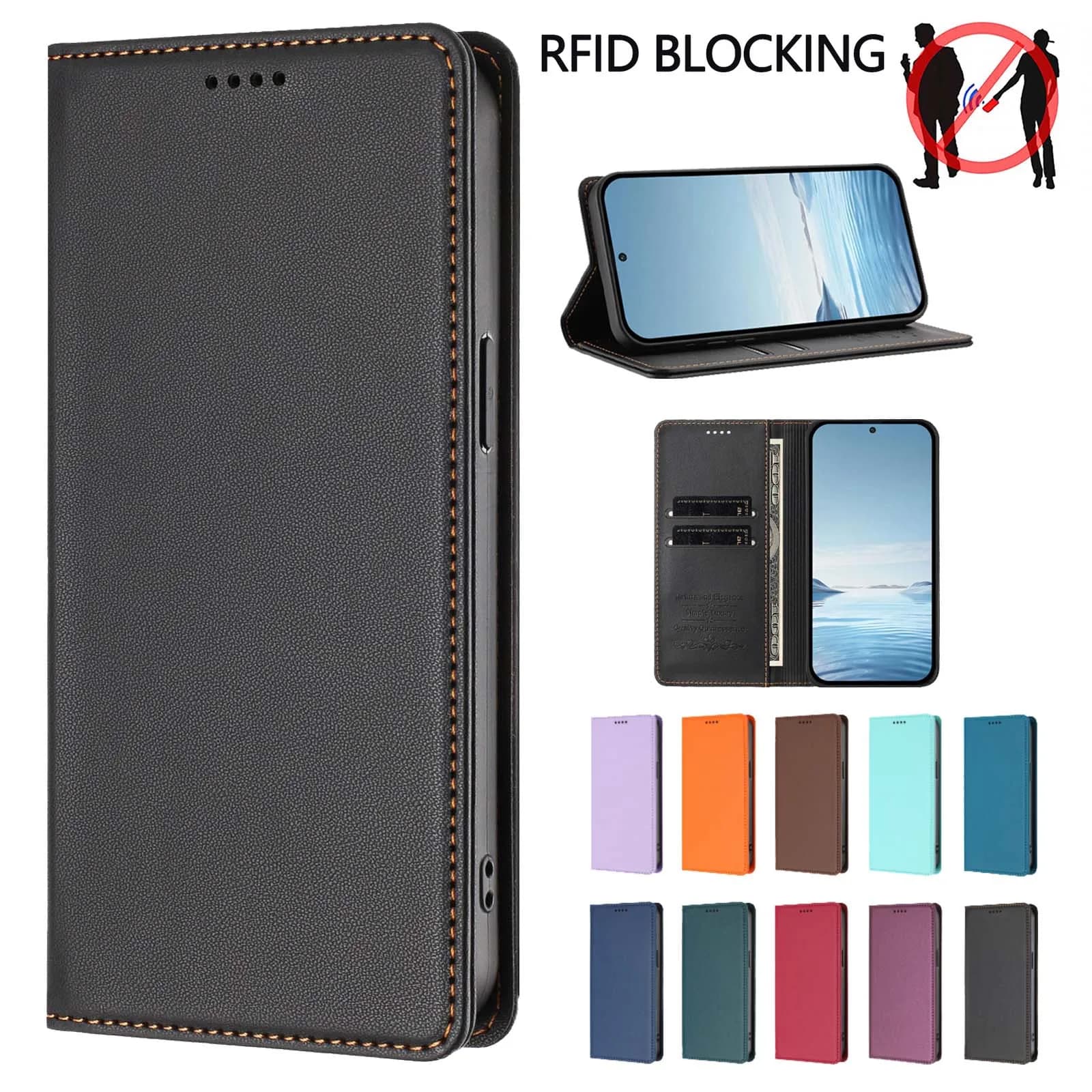 RFID Blocking Flip Phone Case For Samsung Galaxy A05s A07 A17 A26 A35 A36 A53 A54 A55 Magnetic Funda Book Wallet Leather Cover
