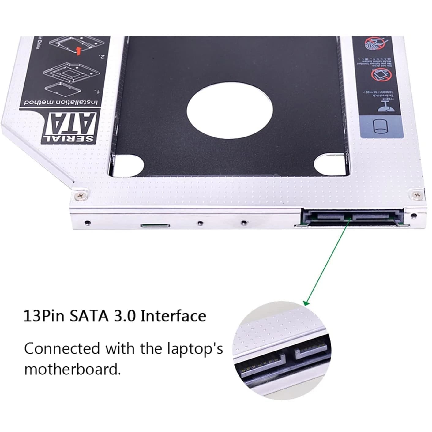 Caddy per Disco Rigido SSD SATA 9.5mm 2nd HDD per Toshiba Satellite L55t-B L55t-B5188 P50-C-188 P50-A14G C55a C55d C50-B-17R