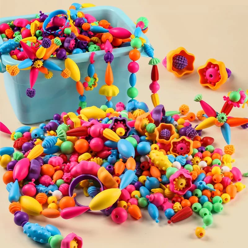 Perline Puzzle Materiale Fai-da-Te Giocattolo Educativo per Bambini Collana Braccialetto Fatto a Mano Blocchi di Costruzione Magnetiche Accessori