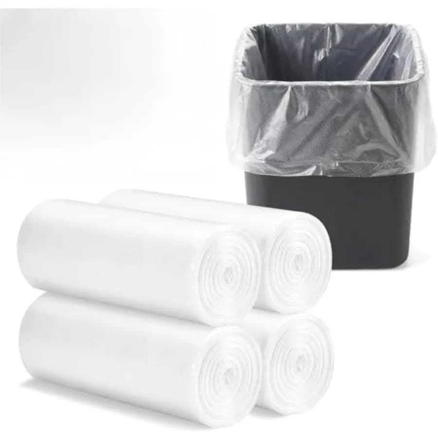 Clear Small Trash Bags, 4 Gallon Capacity, 17.7 x 19.6 Inches, Unscented Wastebasket Liners for Bathroom, Office, Bedroom, 200