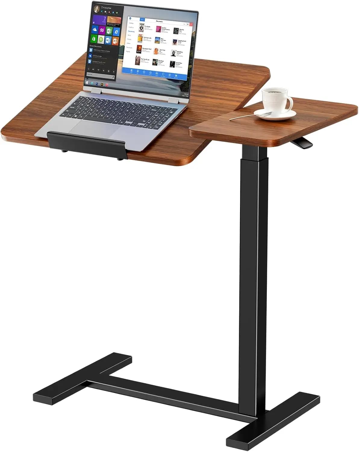 Supporto per Laptop Regolabile in Altezza con Piano Inclinabile, Postazione di Lavoro Portatile per Casa e Ufficio, Marrone