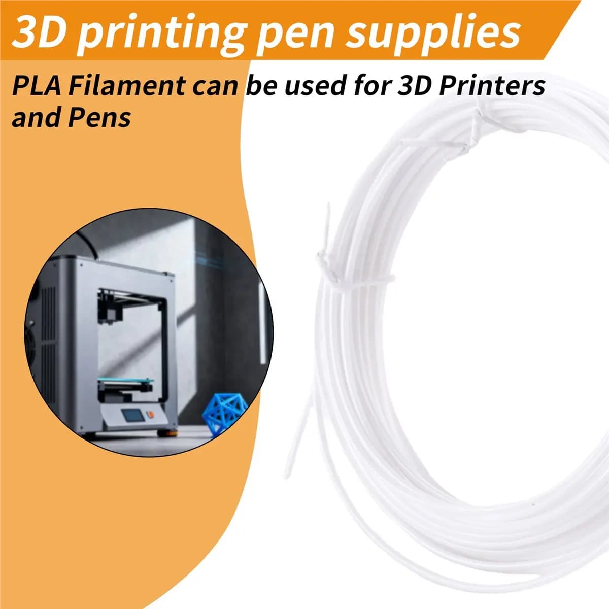 L70A 3D Printer Pen Filament 1.75mm PLA 10m(white PLA)
