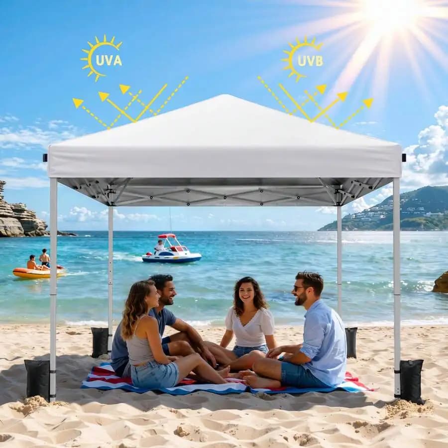10x10 Pop Up Canopy Tent Portable Instant Gazebo With Carry Bag 4 Sandbags 8 Stakes For Beach Party Camping White