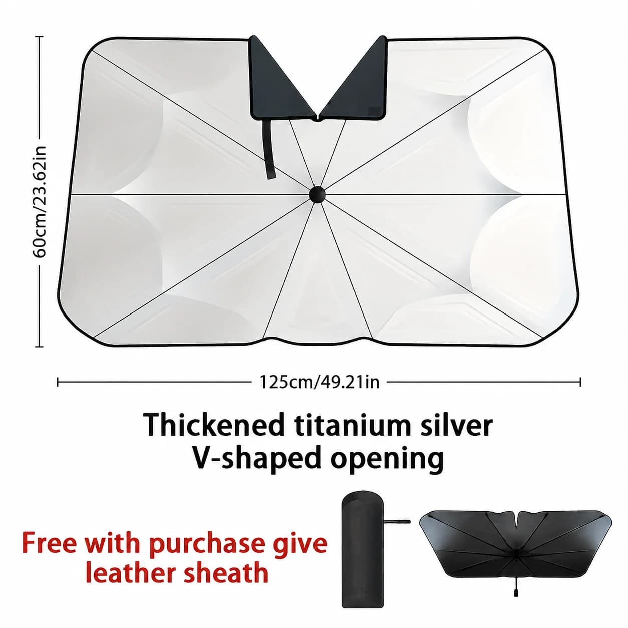 Car Windshield Sun Shade Umbrella Foldable V-Shaped Opening Anti-UV Heat Insulation Car Front Window Cover Portable Auto Sunshad