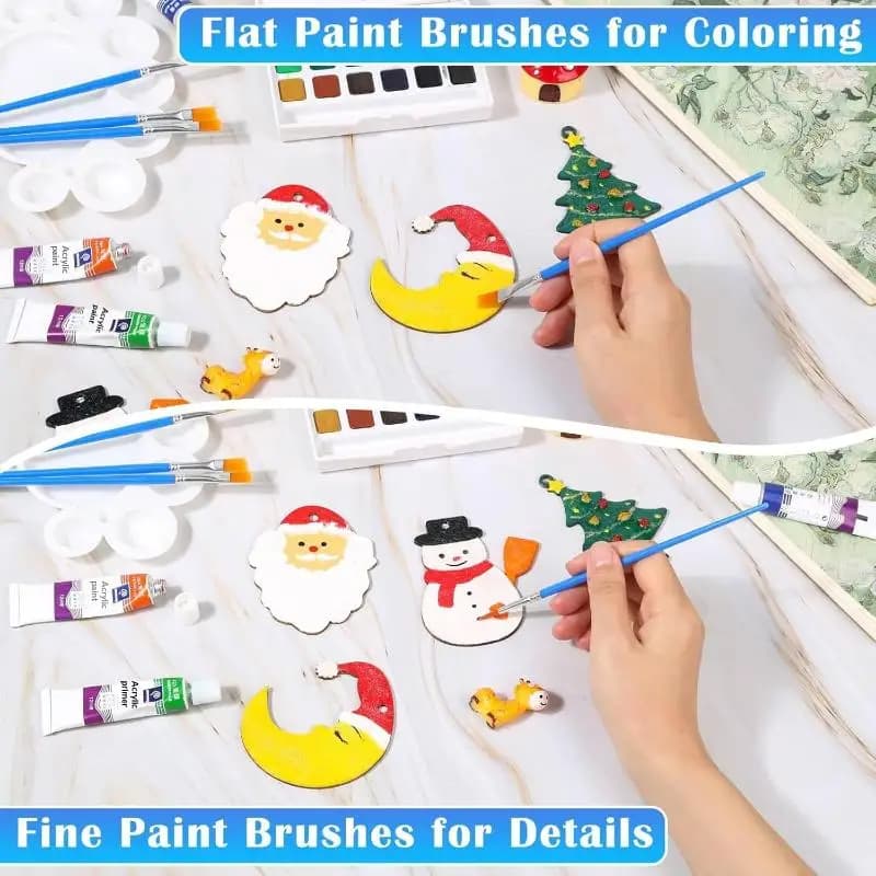 ❤️ 6/12pcs Paint Brushes Set For Kids Acrylic With Flat Round Pointed Paint Brushes Craft Watercolor Oil Painting Brushes
