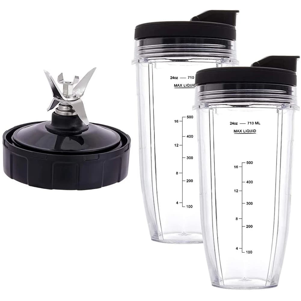 Bicchieri da 24 once con coperchi To-Go, lama estrattore a 7 alette, per Nutri Ninja Auto IQ BN801 SS101 BL480-30 BL641 BL642-30 Blender