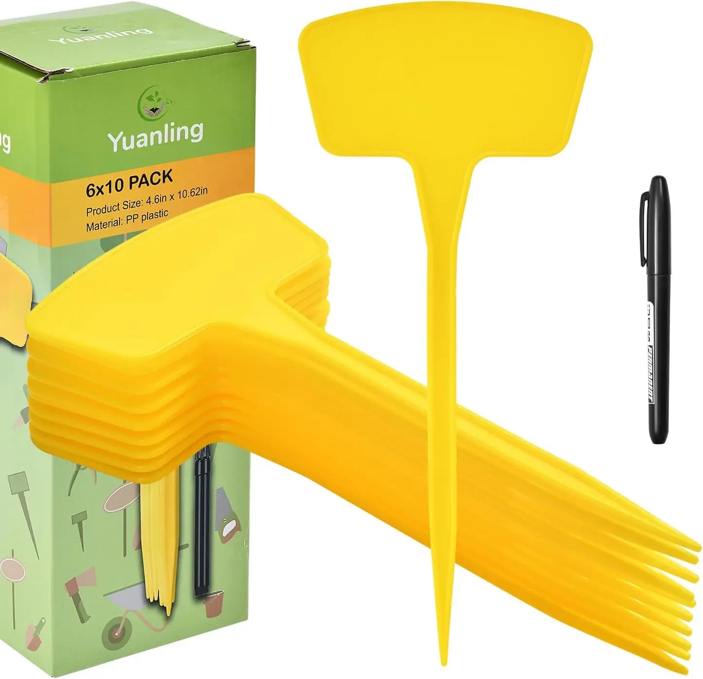 60 Labels Large in T Plastic Waterproof for Garden Plants, for Indoor and Exterior Plants, Flowers, Seeds and Grasses with Pen