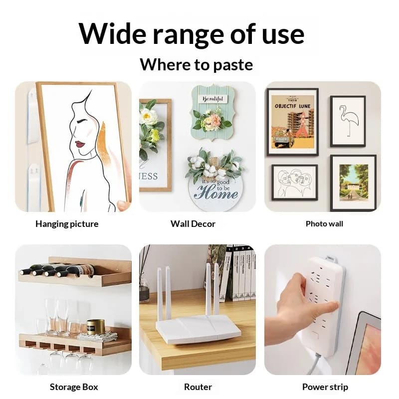 No Drill Picture Hanging Hooks Adhesive Removable Wall Strips for Photos Posters Frames Home Decoration Organizer Wall Safe