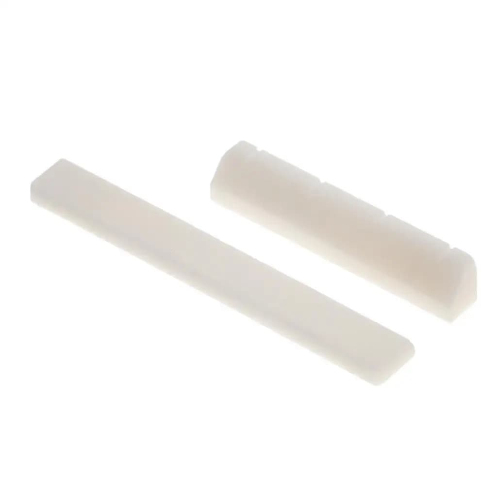 Ukulele Uke Natural Bone Saddle and Nut Set White Cattle Bone Bridge Four String Guitar Nut for Classic Acoustic Guitar