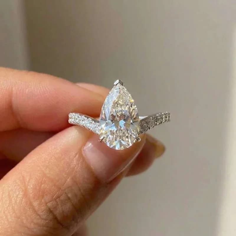 Anello in Argento Sterling 925 Nuovo Design Lussuoso a Goccia con Zirconia Cubica, Gioiello Personalizzato per Fidanzamento, Moda, Festa, Regalo