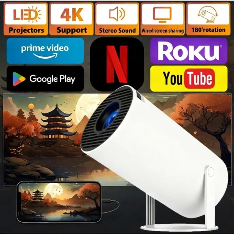 Proiettore Portatile HY300 2026 Nuovo per Esterni 4K WiFi 1080P 1280x720P HD Home Cinema Video Film Proiezione LED per Videogiochi