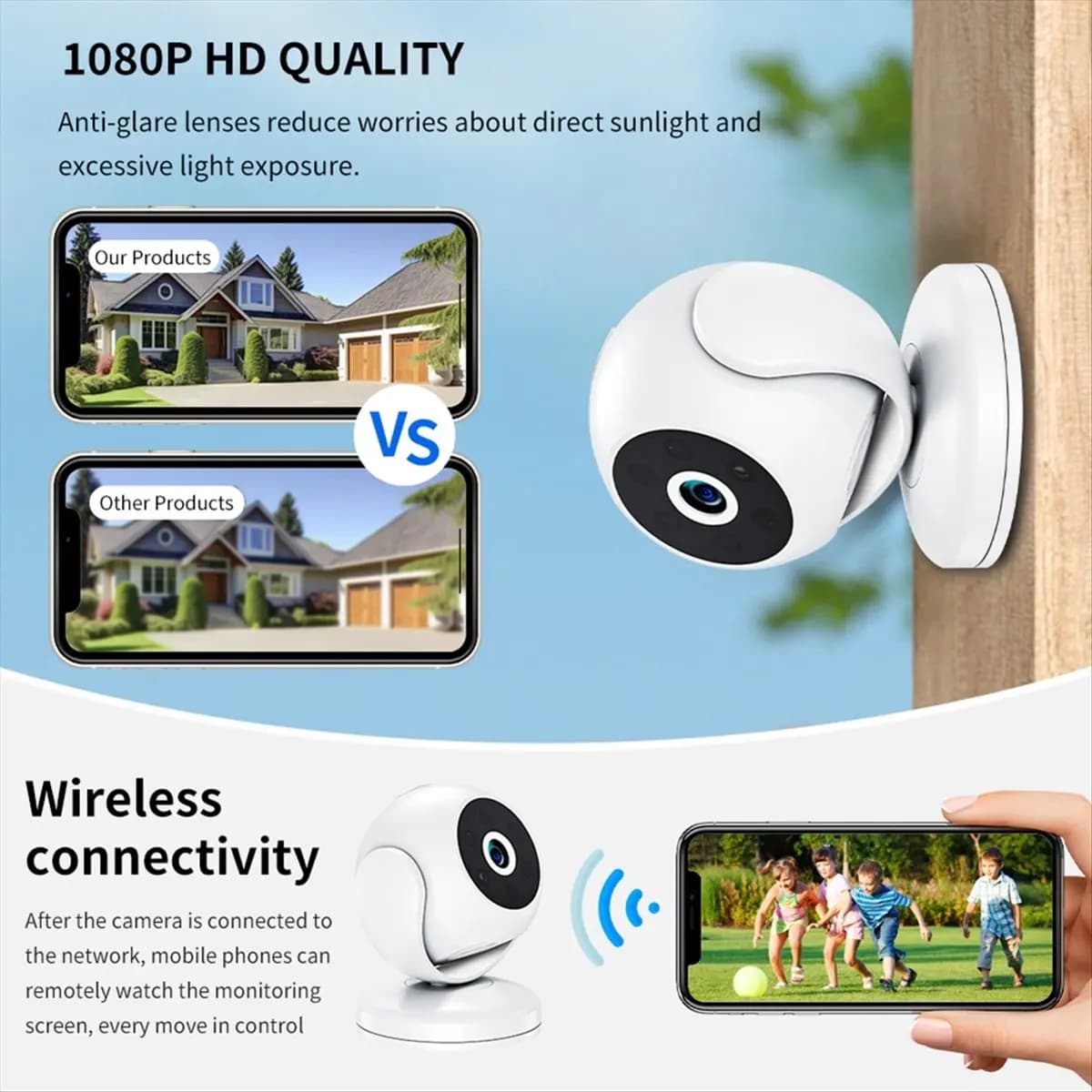 Telecamera di sicurezza wireless HD 1080P Telecamera IP WIFI Smart Baby Monitor Telecamera di sorveglianza per visione notturna esterna per la casa