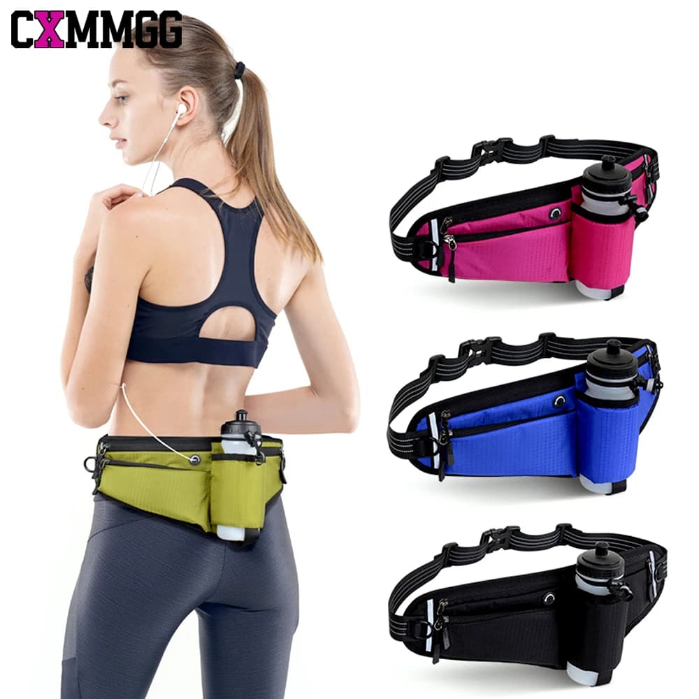 1 pcs running waist bag water bottle reflective running belt adjustable buckle for men woman suitable for running hiking
