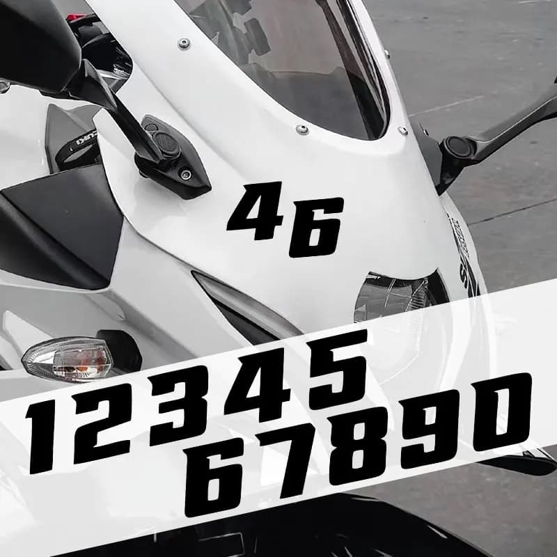1pc Black Number Motocycle Stickers Waterproof for DIY Helmet Fender Fuel Tank Fairing Scooter Bike Self-adhesive Vinyl Decals