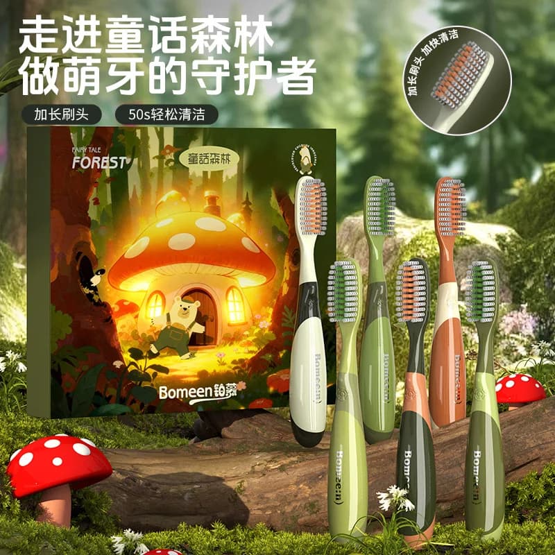 Fairy Tale Forest children's toothbrush from 3 to 12 years, soft non-slip bristles, teeth whitening, cleaning and gum protection