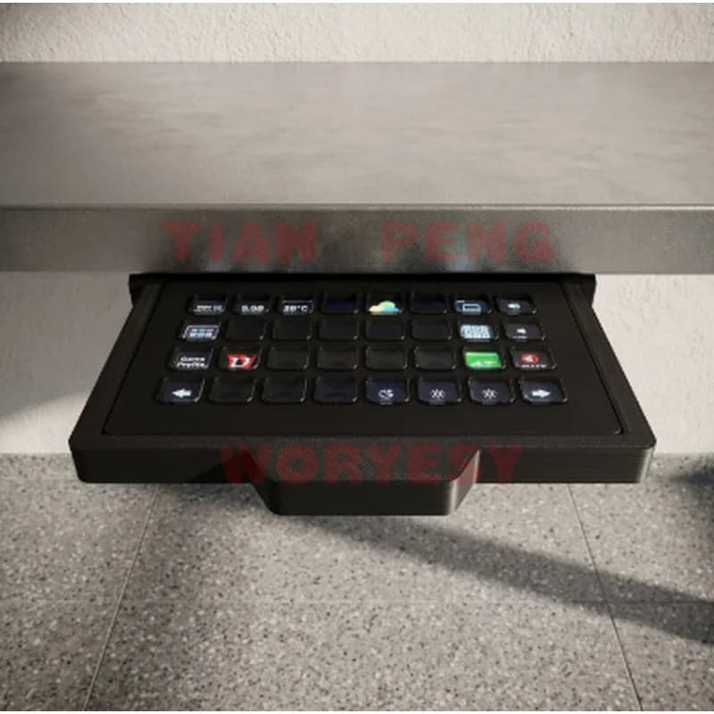 WYORESY drill free tiltable bracket for Elgato Stream Deck XL flexible retractable under desk storage solution