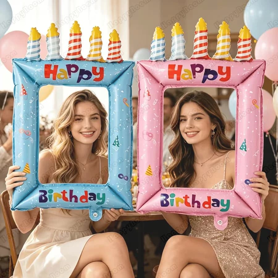 28-Inch Princess-Themed Birthday Balloons Photo Frame Selfie Booth Prop Graduation Season Photo Decor Scene Arrangement Decor
