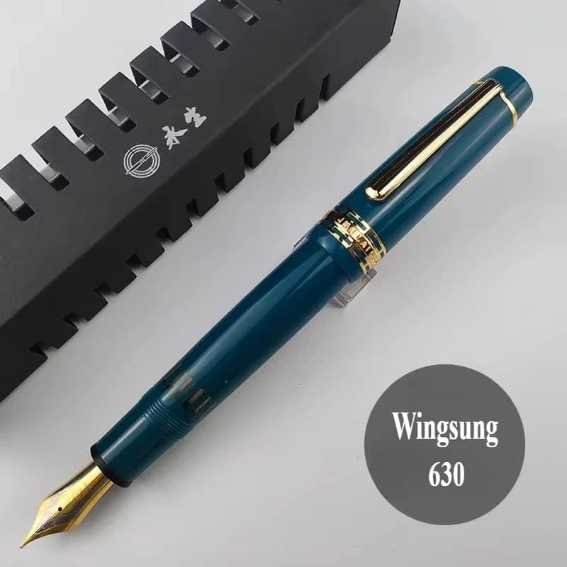 Wing Sung 630 Breve Penna Stilografica Iraurita Pennino 0.5 ~ 0.7mm Pennino Pistone Resina Oro Clip Penna Cancelleria Regali aziendali Scrittura