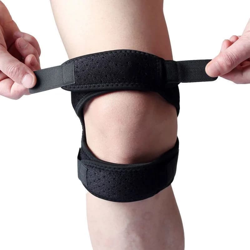 Nastro fisso per rotula regolabile Cinghia di supporto per tutore per rotula bidirezionale Silicone traspirante Assorbimento degli urti Ginocchiere fitness Sport