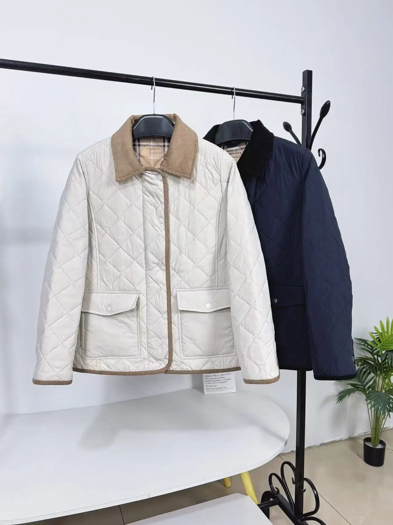Smart Casual Cotton Jacket Women's Autumn Winter Commute Versatile Slim Fit Quilted Collar Coat Long Sleeve Color