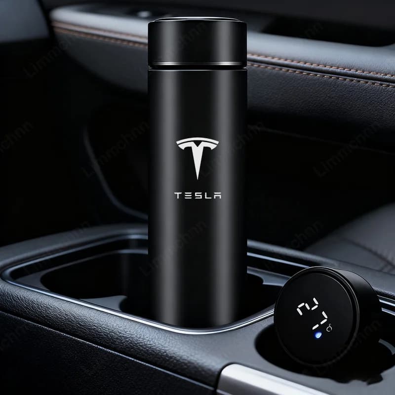 Per Tesla Modello 3 Modello SX Modello Y Roadster SpaceX Thermos in acciaio inossidabile Tazza Smart Display Vuoto Auto Tazza di acqua Adesivo per auto