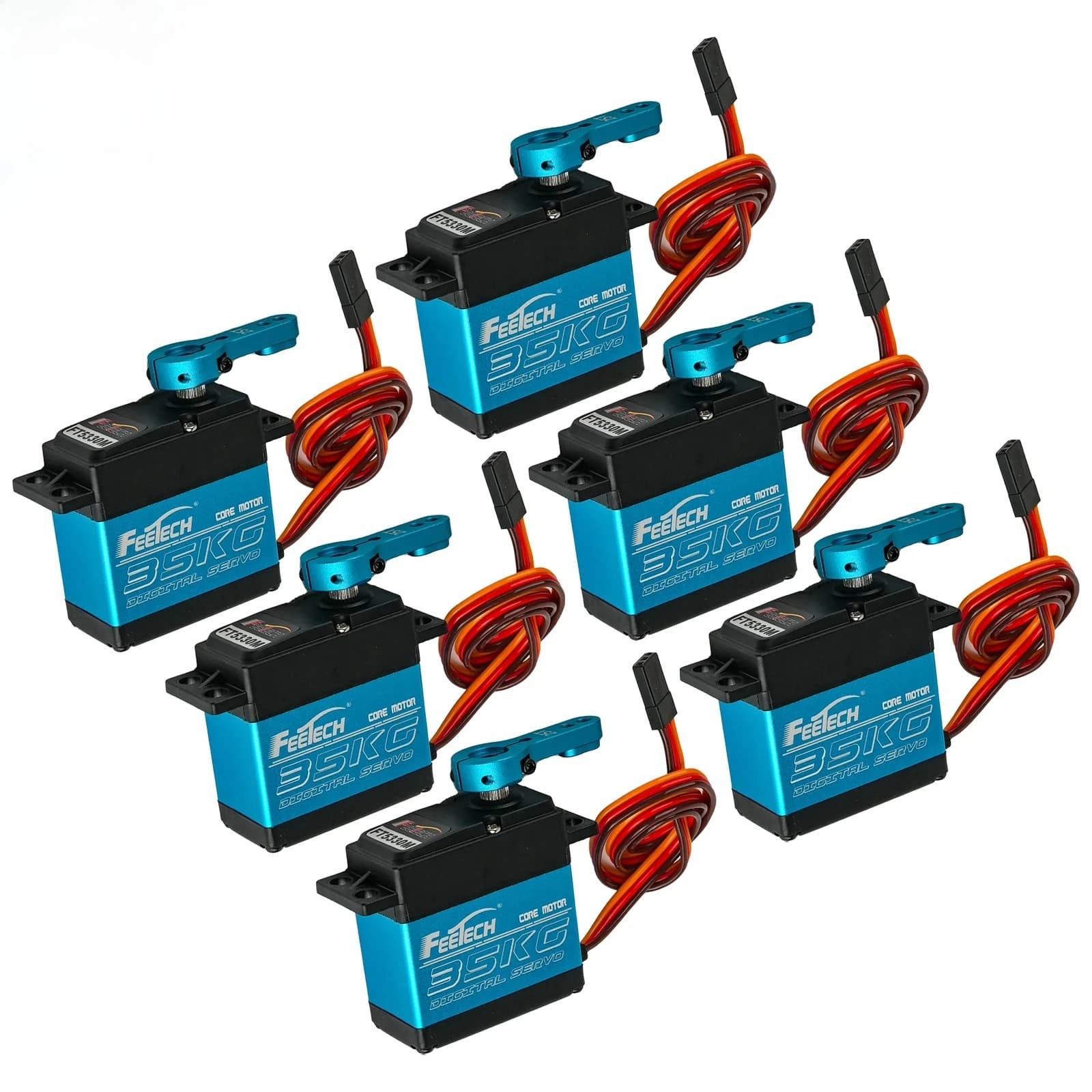 6PCS Feetech FT5330M 7.4V 35KG Torque Digital Servo Steel Gear for RC Airplane/Robot/Helicopter Metal Crawler Car Model Airplane