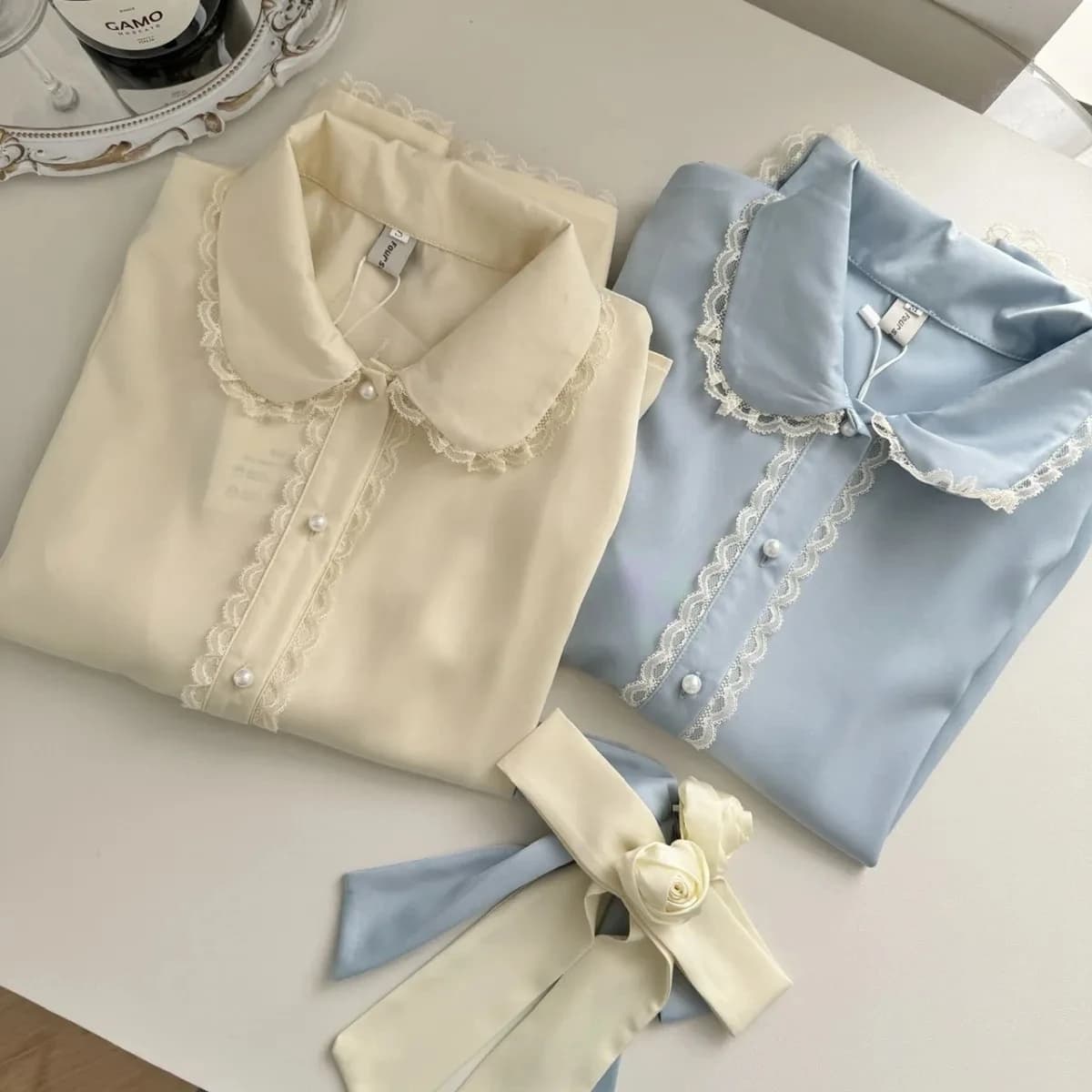 Autunno Inverno Nuovo Sle Coreano Light Maturi Lungo Sve Slim Fit Colletto per bambola con bordi in pizzo Nodo Pendolarismo irt