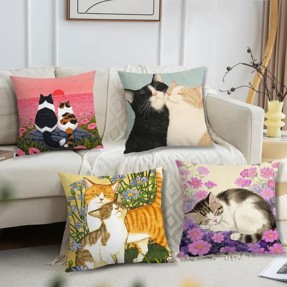 Federe con motivo gatto per un arredamento accogliente di casa, ufficio, auto, divano, letto, cuscino, decorazione per la casa e la camera da letto