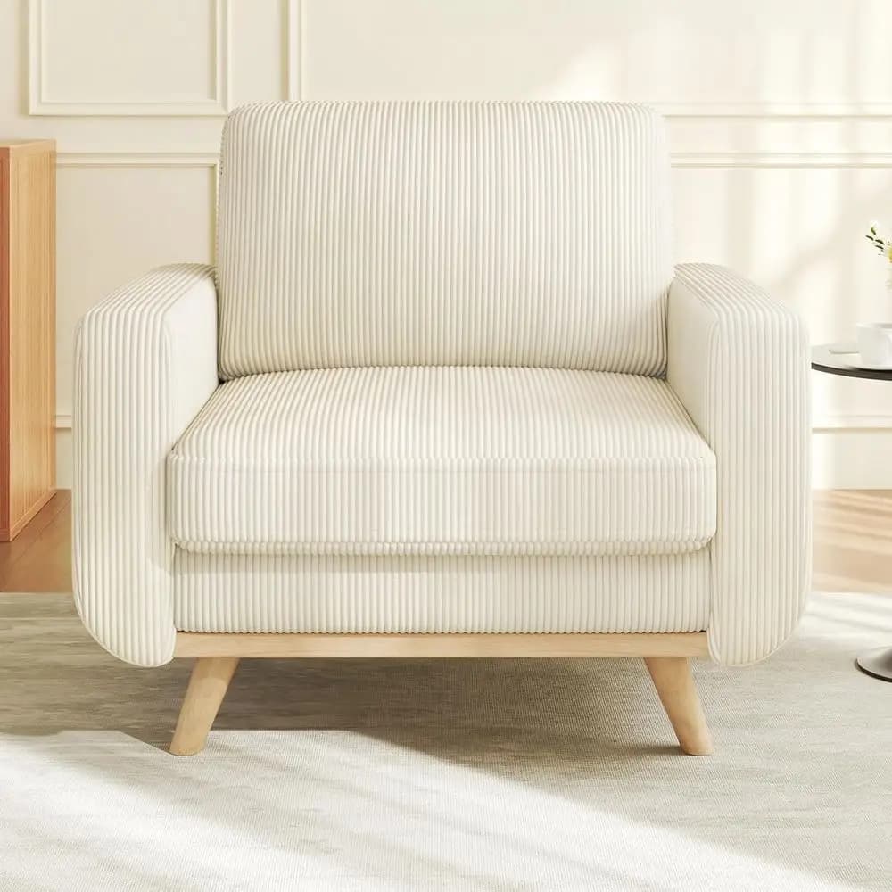 38.5Accent Chair ei, Comy Corduroy Single Soa at with Spring Cushion, Upholstered Armchair with Deep at, Reading Chair or Adults
