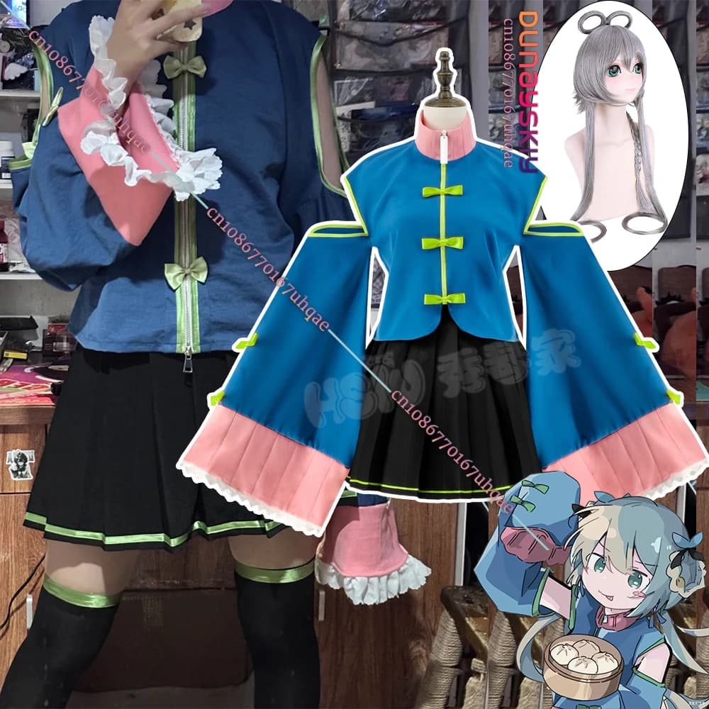 Anime Vtuber Luo Tianyi Costume Cosplay Luo Tianyi Ragazze Armate Uniforme Abiti da Donna Halloween Gioco di Ruolo Abiti Parrucca Prop Vestito
