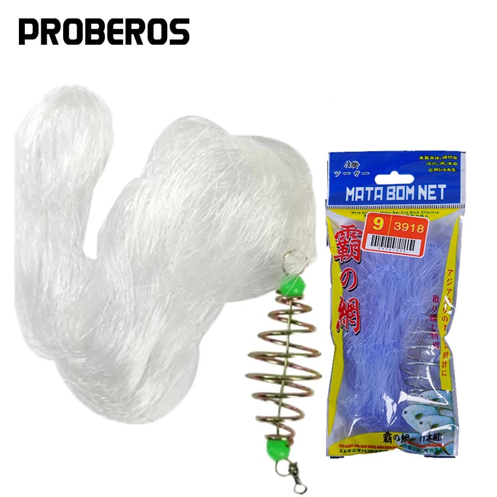 1 pz rete per esche per pesci rete da pesca pieghevole in nylon con perline luminose rete per pesca notturna reti per colata trappole all'aperto