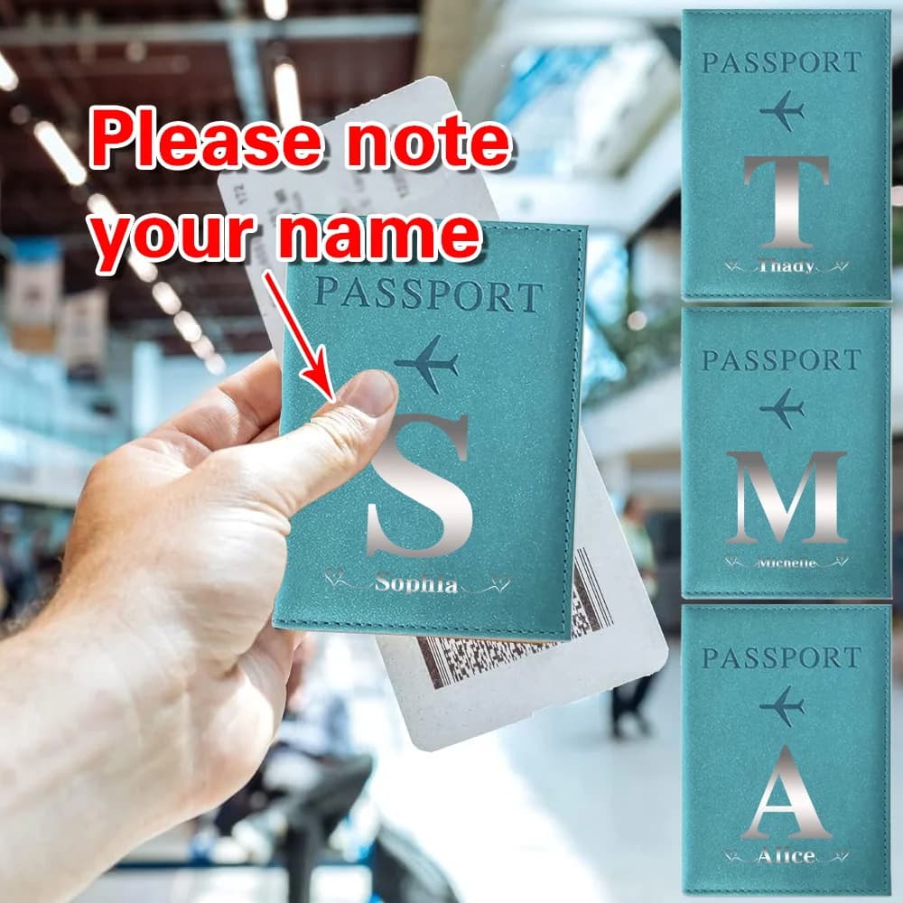 Custodia per passaporto con nome personalizzato personalizzato Portafoglio da lavoro Porta carte di credito Porta passaporto Borsa per certificato