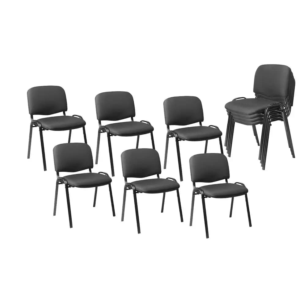 Set di 10 Sedie Impilabili per Sala d'Attesa, Sedie da Reception in Tessuto Nero con Struttura in Metallo e Cuscino Imbottito per Sala d'Attesa