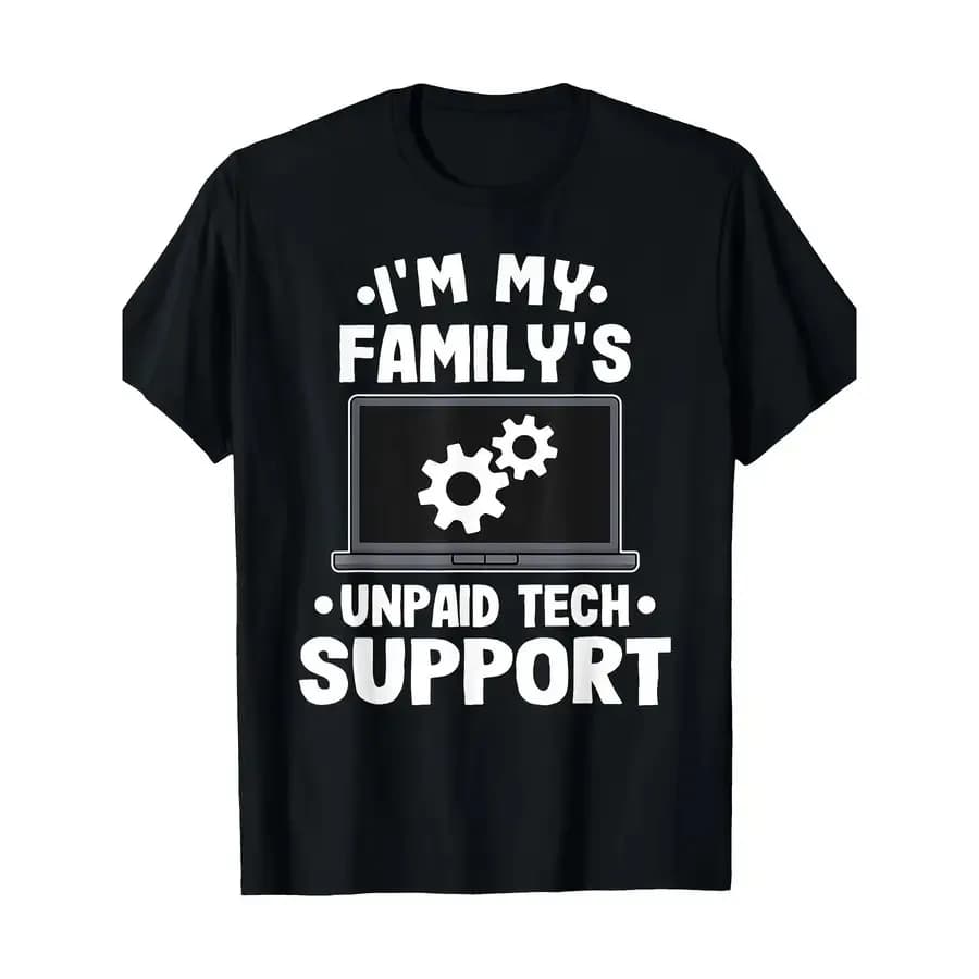 T-shirt divertente da ingegnere informatico con scritta 'I Am Free Technical Support from My Family'