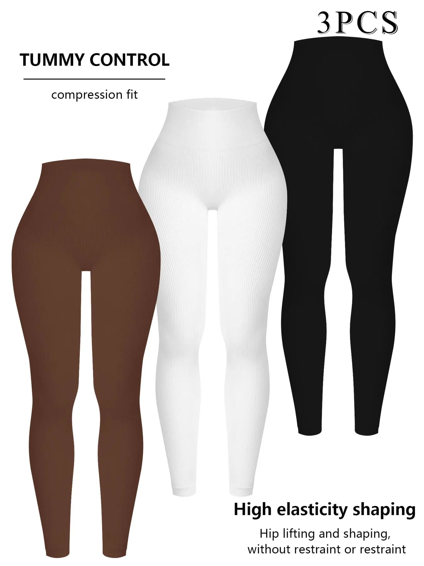 CZGUKE Pantaloni da yoga elasticizzati senza cuciture da donna, pantaloni sportivi da palestra, pantaloni da yoga a vita alta a costine, colore puro, ad asciugatura rapida, che sollevano i fianchi
