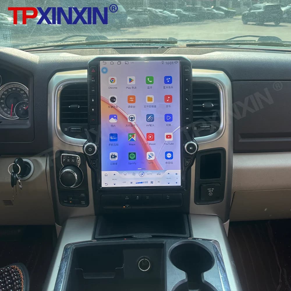 For Dodge Ram 2013-2018 Car Auto Radio Carplay Stereo Android 14 GPS Navigation 14.5" AC Climate Tape Recorder Qualcomm Headunit