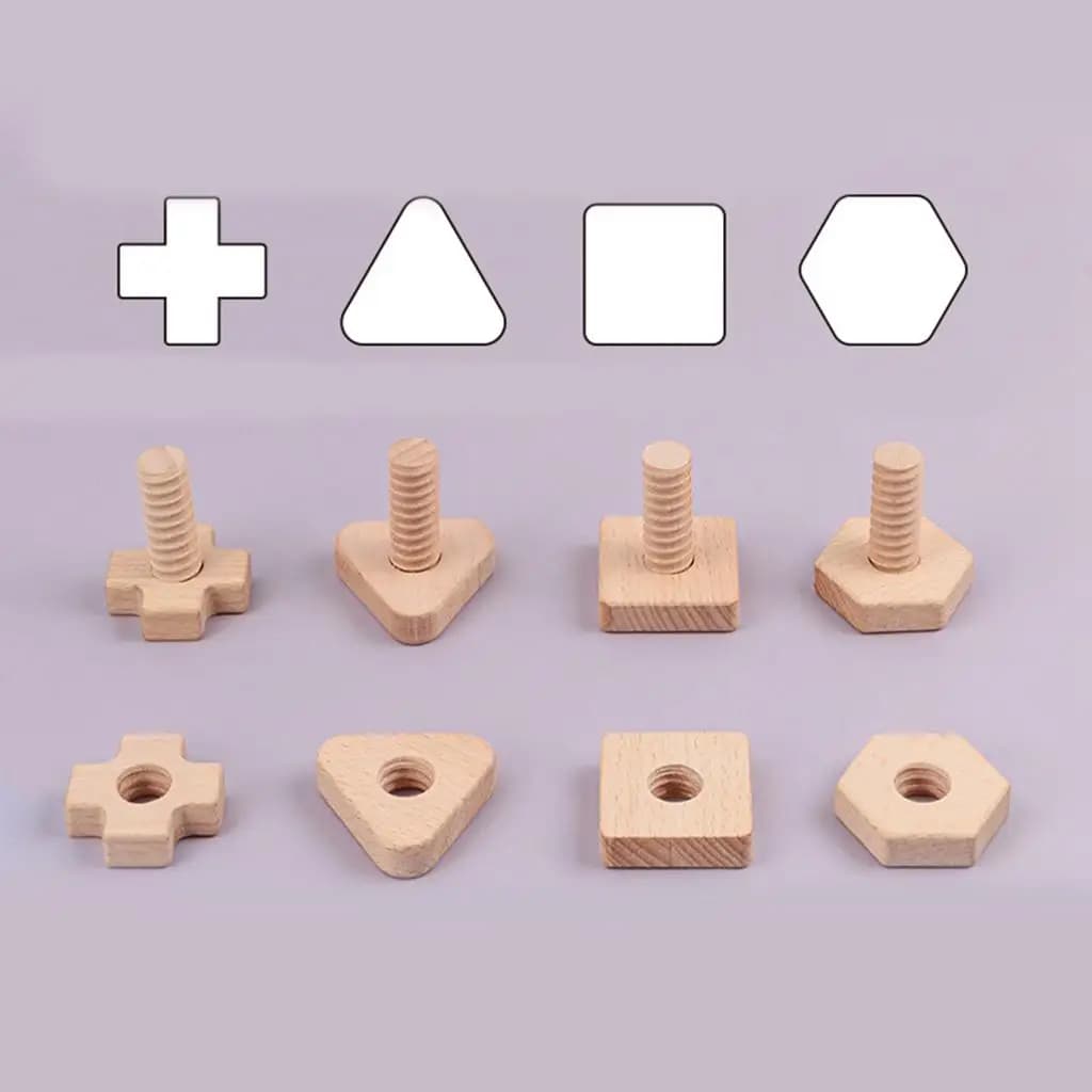 6x Wooden Screw And Nut Combination Disassembly Toy Block Sorting for 3 4 5 Year Old Kids
