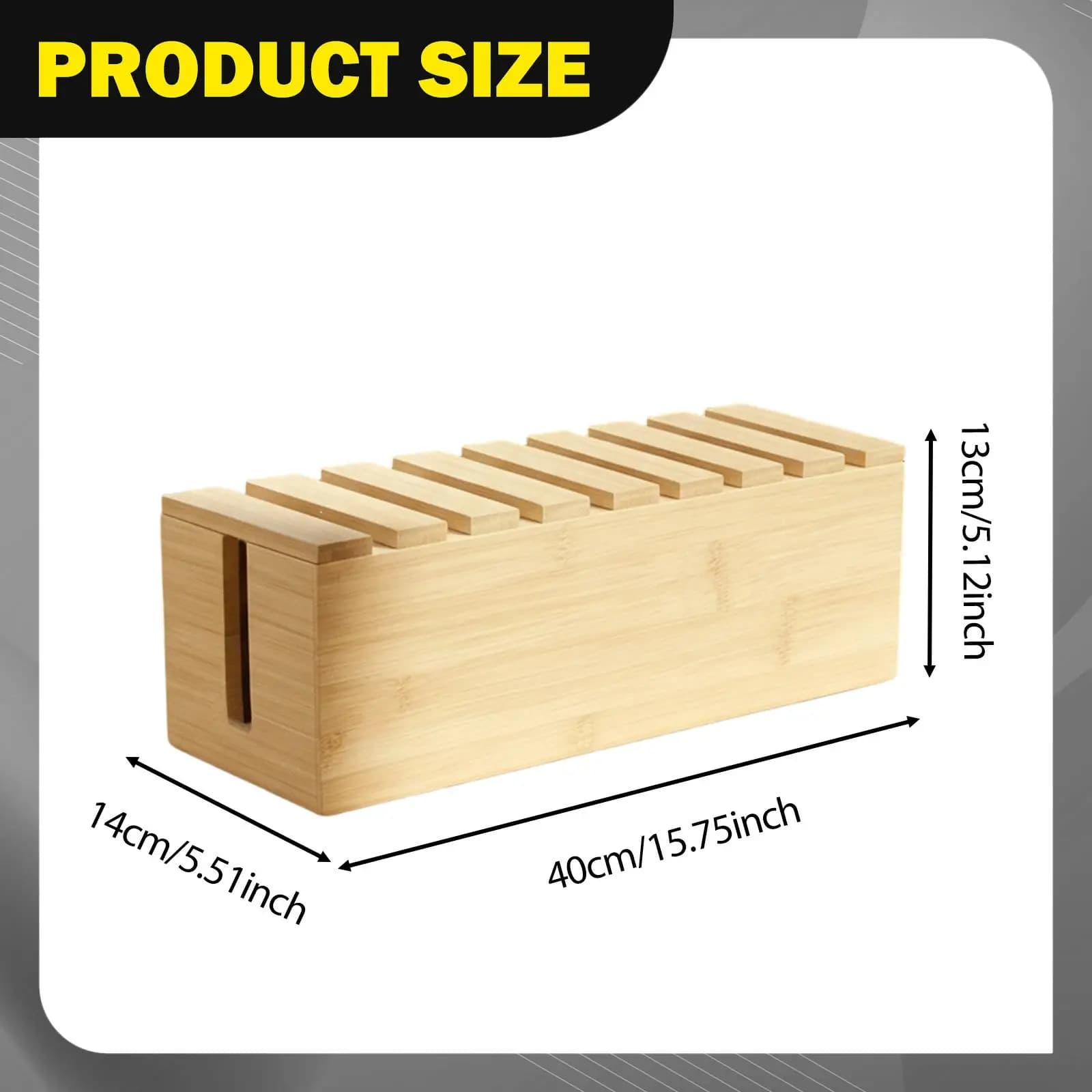 Organizzatore di Cavi in Legno, Scatola per Gestione Cavi da Scrivania, Contenitore per Accessori Elettronici per Cavi USB di Computer e TV