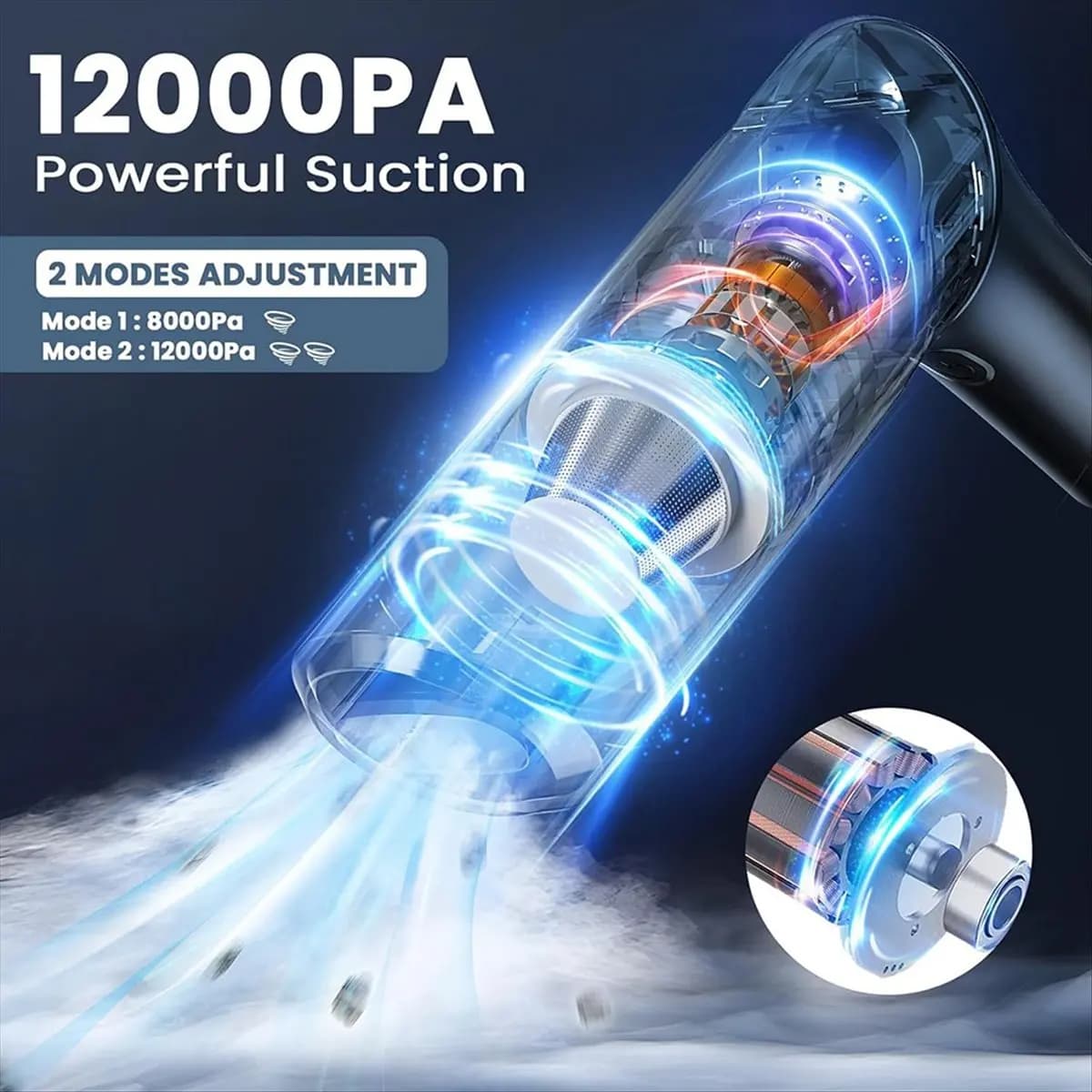 【ABODE】Aspirapolvere per auto senza fili - Aspirapolvere portatile con 90 ° Maniglia regolabile, mini buster antipolvere ricaricabile