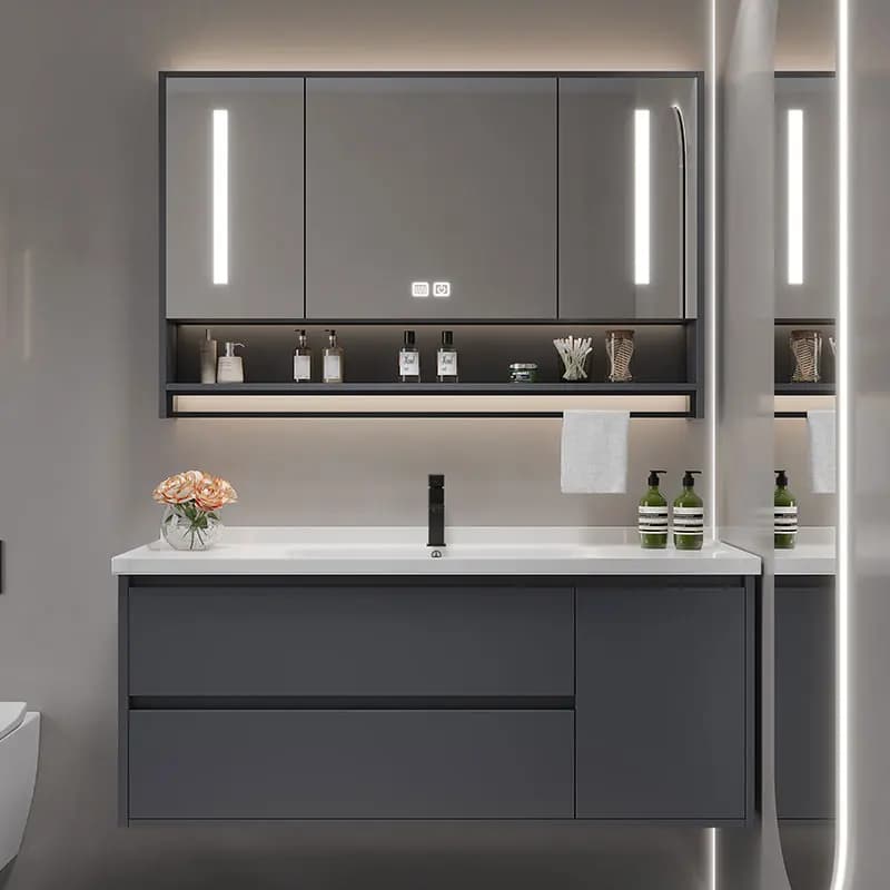 Mobiletti Bagno Vintage con Specchio e Contenitore, Bianchi, per Arredamento Casa