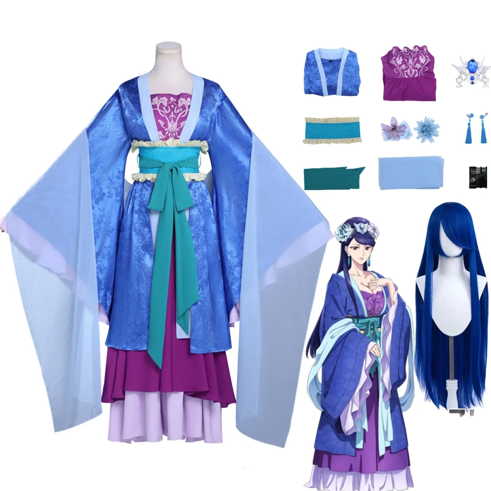 Costume Cosplay Lihua Rifa, Abito Tradizionale Cinese da Consorte dell'Imperatore, Set Completo con Parrucca, Stile Hanfu